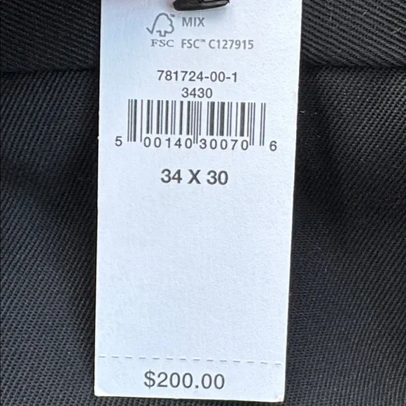NWT Banana Republic Tailored Fit Tuxedo Black Suit Trouser Size 34 x 30